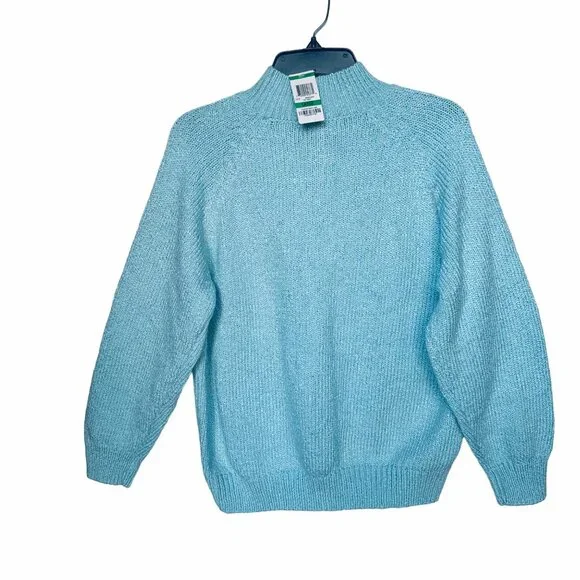 ✨Karen Scott Sz L Womens Cable-Knit Gramma chunky Sweater classic top Brightblue - Picture 2 of 6